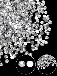 2000/800/400颗树脂水钻，2mm-6mm，平底，美甲水晶，DIY饰品，适用于工艺品、珠宝、手机壳、鞋子、衬衫、装饰配件 - 銀色 - 查看 14