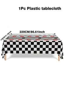 1/3pcs Racing Themed Birthday Tablecloth, Racing Themed Birthday Party Decoration, Black And White Checkered Tablecloth, Home Decor, Dining Table Decor, Racing Themed Party Supplies Disposable Plastic Tablecloth, Mustard Yellow Racing Party Decor, Welcome To The World Of Racing Fans, Bachelor Racing Night Holiday Kitchen Table Decor, Birthday Gift Party Favor - multicolor - View 9