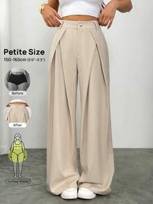 Vivamere Women's Suit Wide Leg Pants With Pleated Detailing ,Petite Women - Khaki - View 10