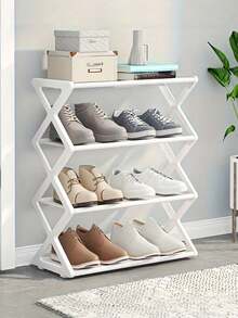 1PC 4 Tier X Shape Dustproof Shoe Rack Foldable Space Saving Shoe Cabinet Steel Tube Shoe Shelf Easy Assembly No Tools Required For Home Dormitory Porch Office Dustproof Design For Entryway Hallway Bedroom Must Have - Multicolor - View 12