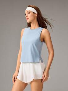 OutZeal Top de gimnasio para mujer, camiseta de tirantes de unicolor, camiseta casual de mezcla de modal suave para fitness y yoga, verano y primavera - Azul - Ver 6