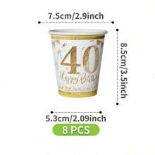 Gold Balloons 40th Anniversary Disposable Plates, Napkins And Cups Set, Serves 8 Guests. This Disposable Party Supplies Set (Including Plates, Napkins And Cups) Is Perfect For Birthday Parties, Weddings And Family Picnics. - View 9