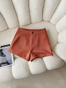 Franclia Women's Versatile Commuter Button Fly Shorts, Minimalist Everyday Wear - Orange - View 3