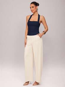 Camisola  para Mujer, de Color Sólido, con Cuello Halter y Espalda Descubierta, para Verano - Albaricoque - Ver 7
