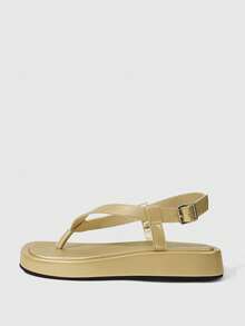 HighSole Women's Shoes Spring And Summer New Adjustable Buckle Clip Foot Open Toe Thick Sole Versatile Minimalist Style Golden Soft Comfortable Commuting Shopping - Light gold - View 2