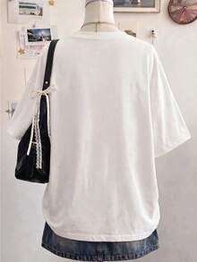 Lalippa Tiger Digital Print Oversized Loose Fit Mid-Length Round Neck Drop Shoulder Women T-Shirt, Gift For Friends - Multicolor - View 2