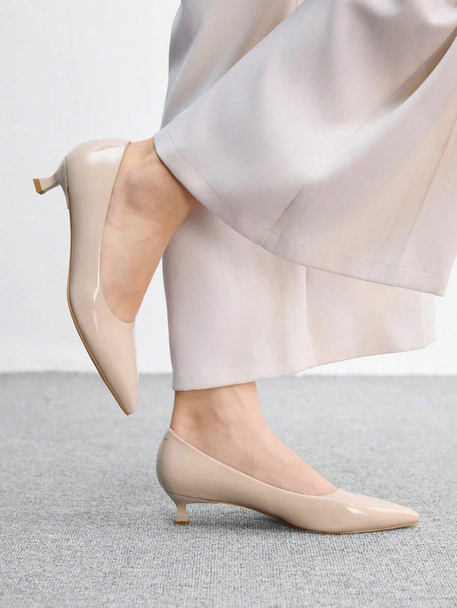 CUCCOO BIZCHIC Women's Pointed Toe Fashion Daily Versatile High Heels Kitten Heels Fall Shoes - Apricot - View 1