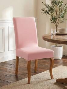 4pcs/6pcs/8pcs/10pcs Plain Chair Covers, Modern Stretchable Polyester Fiber Chair Slipcovers, Suitable For Living Room, Dining Room, Bedroom, All Seasons - Pink - View 5