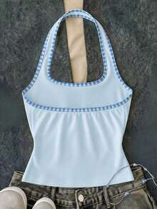 Áo tank top dài màu trắng kiểu yếm, ôm dáng, thích hợp cho bé gái tuổi teen, thích hợp mặc mùa hè. - trắng - Xem 2