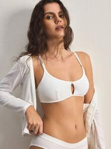 Ocili 100% Cotton Front Closure Minimalist Quality Comfortable Soft Cotton Front Closure Women's Bra - White - View 7