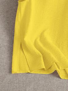 Linhara Plus Size Casual Solid Color Tank Top, Summer - Yellow - View 5