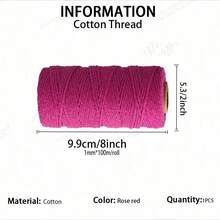 Cuerda de macramé de 2 mm x 100 m, cuerda retorcida colorida, cuerda de algodón, hilo de macramé para colgar en la pared, colgar plantas, manualidades, proyectos de decoración DIY - Multicolor - Ver 23