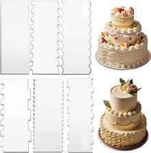 6-Piece Clear Acrylic Cake Decorating Scraper Set – Large Icing Smoothers And Edge Combs For Buttercream, Frosting, Mousse, And Baking Projects - View 12