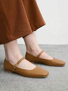 CUCCOO BIZCHIC Zapatos planos de unicolor, cómodos y de moda, adecuados para el uso diario en primavera - Color café - Ver 7