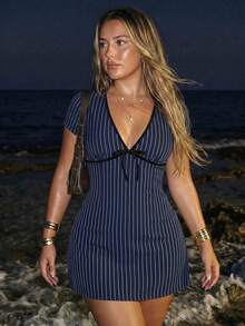 SHEIN ICON Plus Size Casual Striped Summer Dress - Multicolor - View 1