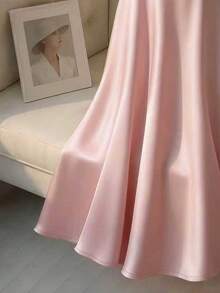 SHEIN Franclia 女士优雅缎面珍珠吊带连衣裙，适合通勤、派对和聚会等场合 - 淺粉色 - 查看 4