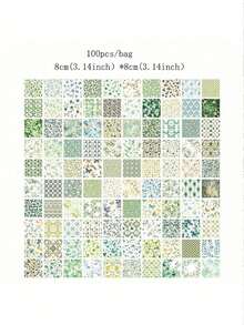 1 Book/100pcs Classic Floral Pattern Paper, 6 Styles, 100 Unique Patterns Options, Suitable For Scrapbook, Journal, Decoration, Memo, Origami, Stationery, Back To School Supplies, A Perfect Small Gift For Back To School - multicolor - View 10