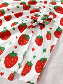 Emery Rose Kids Emery Rose Kids 少女紅色荷葉邊背心上衣紋理羅紋上衣休閒碎花開衩裙套裝 - 紅色 - 查看 5