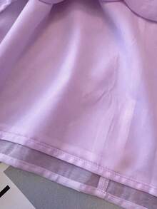EMERY ROSE 女士优雅简约纯色褶皱领彩色纽扣装饰无袖背心 - 紫色 - View 5