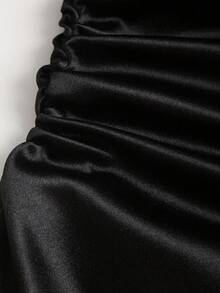 or versátil para uso diario, casual, citas y talla grande, con diseño sexy de hombros descubiertos, encaje, ajustado y suave, de moda primavera/verano estilo europeo y americano para mujeres - Negro - Ver 5
