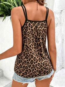 EMERY ROSE Plus Size Women Casual Leopard Print Camisole Tank Top, Versatile Daily Wear - Multicolor - View 2