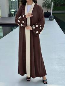 Al Najma 女款優雅端莊印尼菲律賓風 3D 花卉裝飾長袍婚禮夏季款 - 咖啡棕 - 查看 6