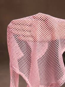 Powerista Solid Color Hollow Splice Racerback Sports Tank Top - Baby Pink - View 10