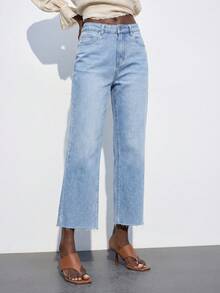 Maija Quần jeans lửng ống đứng màu xanh dương dành cho nữ - Màu xanh lam - Xem 4
