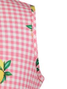 SHEIN Setelan Atasan dan Celana Pendek Lebar Motif Garis-garis Tekstur Ceri Warna Pink untuk Remaja Perempuan, Cocok untuk Sehari-hari, Perjalanan, Liburan, dan Santai. - Berwarna merah muda - View 8