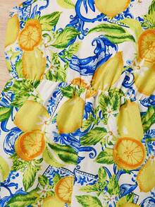 SHEIN Jumpsuit Kasual Motif Lemon Tenun untuk Anak Perempuan - Kuning - View 10