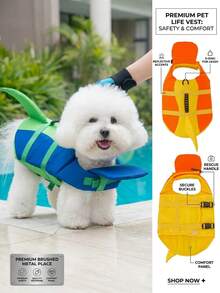 PETSIN Large Dog Clothing Large Dog Life JacketMinimalist Puppy Paw Print Graphic Sports Style Lightweight Thin Summer Beach Swimwear, Protection Wear, In Europe And America, Can Be Used For Outdoor Walking, Leash, Pet Life Jacket & Swimsuit - Multicolor - View 1