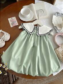 Babygirl Cute Summer Embroidered Floral Sleeveless Dress - Lime Green - View 12