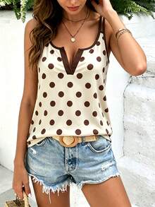 EMERY ROSE Atasan Camisole Kasual Wanita Ukuran Besar Motif Polkadot Serbaguna untuk Pemakaian Sehari-hari - MultiWarna - View 4