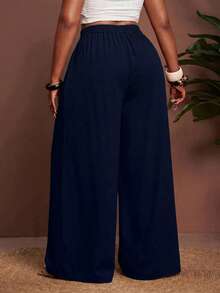 Veslaya Pantalones casuales de talla grande azul marino, adecuados para el verano - Multicolor - Ver 2