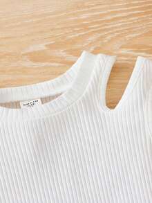 SHEIN 少女休闲舒适纯色背心搭配碎花迷你裙两件套 - 粉色 - 查看 3