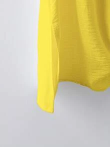 Linhara Plus Size Casual Solid Color Tank Top, Summer - Yellow - View 4