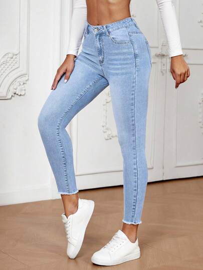 Jeanoix Jeans ajustados de talla grande con estilo Y2K de vaquera azul con estiramiento para mujeres, verano