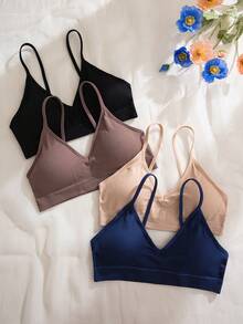 Bare Chapter 4pcs/Set Seamless Ribbed Wireless Casual Bras For Women - Multicolor - View 9