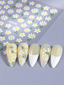 3pcs/Set Spring Daisy Flower Nail Stickers, 3D White, Blue, Pink Daisy Pattern, Spring Easter DIY Nail Art Decals, Women Nail Accessories Nails - Multicolor - View 5