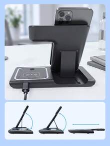 Teckwe 3-In-1 Wireless Charger,Input Voltage: 9V/2A, 9V/2.7A,Wireless Output: 5W-7.5W-10W-15W,Output Port: TYPE-C,Transmission Distance: 8mm Product Efficiency: 78% - Multicolor - View 7