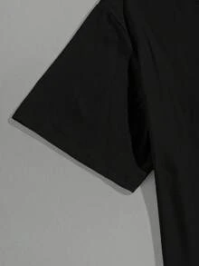 Manfinity EMRG Men's Casual Letter Print Round Neck Short Sleeve T-Shirt, Summer, Holiday - Black - View 5