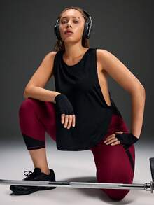 Powerista Áo tank top thể thao tập luyện thường ngày phối lưới dành cho nữ cỡ lớn - màu đen - Xem 2