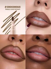 SHEGLAM True Stain Liquid Lip Liner-509 Chocoholic Lip Pencil Lipstick To Define Lips Smooth Matte Tint Long Lasting Transfer Proof Smudge Proof High Pigment 2-In-1 Combo Multi-Use - 509 Chocoholic - View 2