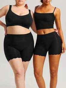 LUVLETTE paquete de 1 pantalón corto de tiro alto con control de abdomen, ropa interior transpirable para mujer - Negro - Negro - Ver 12