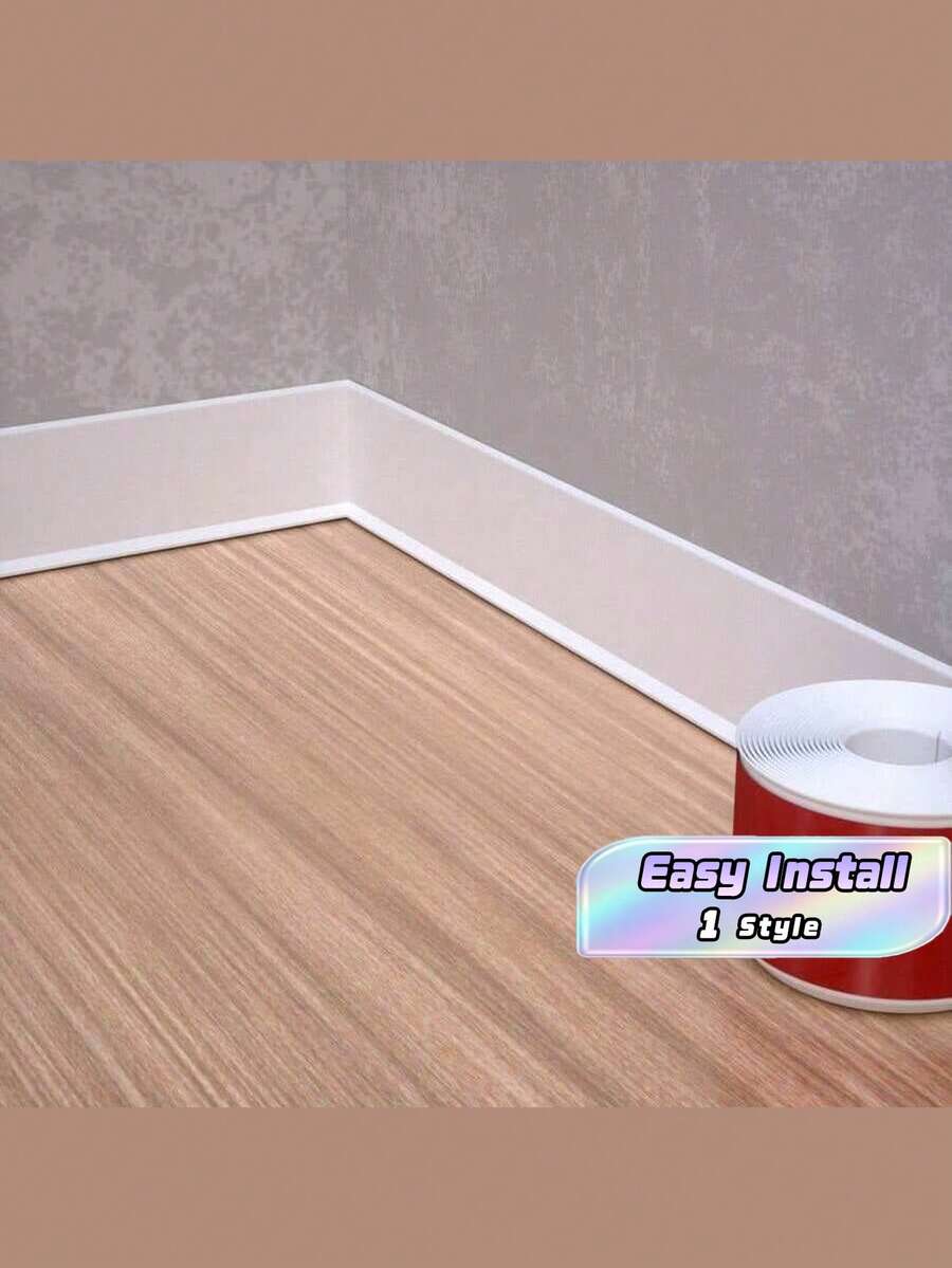 Soft PVC Baseboard, Plastic Baseboard, Flexible Self-Adhesive Decorative Strip, Wall Corner Protective Baseboard, Floor Decorative Baseboard, Suitable For Kitchen, Bathroom, Bedroom - White - View 1