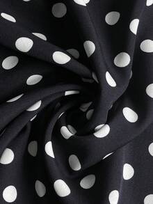 Elenzga Women's Elegant Casual Black & White Polka Dot Sleeveless Bodycon Dress With Rose Decor Asymmetric Collar, Suitable For Spring/Summer - Black and White - View 5