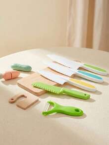 MINKOJA 6 Pieces Montessori Toddler Kitchen Utensil Set,Real Cooking Knife Hay Knife,Birthday Gift(Random Component Color),Cooking Knife Set,Cooking Toy Set,Toddler Knife Set,Kitchen Toy,Kids Kitchen - Multicolor - View 3