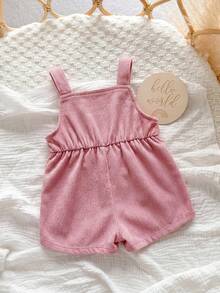 SHEIN Romper Bayi Perempuan Baru Lahir yang Lucu, Serbaguna, dan Kasual dengan Bordir Pelangi Warna Pink - Dusty Pink - View 4