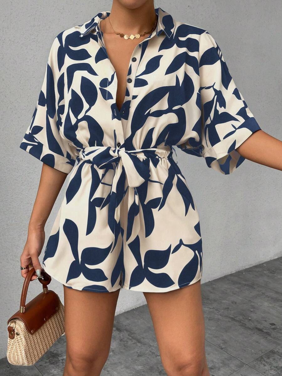SHEIN LUNE Striped Batwing Sleeve Jumpsuit For Women - Multicolor - View 1