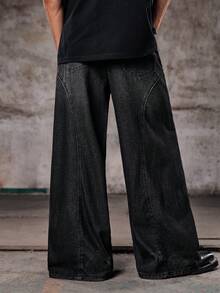 Skyrend Men's Simple Fashion Casual Everyday Wear Denim Jeans Street Hang Out Going Out, Grungeemo - Black - View 2